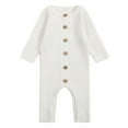 thumbnail image 1 of Kogui Baby Romper Long Sleeve Baby Girl Button Down Pajamas Romper One-Piece Jumpsuit Long Sleeve Sleeper Sleepwear 0 3 6 9 12 18 24 Months (White,3-6 Months), 1 of 8