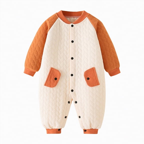 Kogui Infant Boy Clothes Newborn Baby Boy Clothes Ribbed Knit Bodysuit Infant Fall Long Sleeve Romper Jumpsuit 0 3 6 9 12 18 24 Months (Orange,9-12 Months)