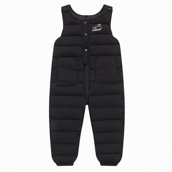 Kogui Baby Snow Bibs Toddler Snow Pants Waterproof Overalls Baby Boy Girl Snowpants Winter Warm Down Ski Bibs Pants Thicken Snowboard Skiing Suit 18 24 Months (Black,18-24 Months)