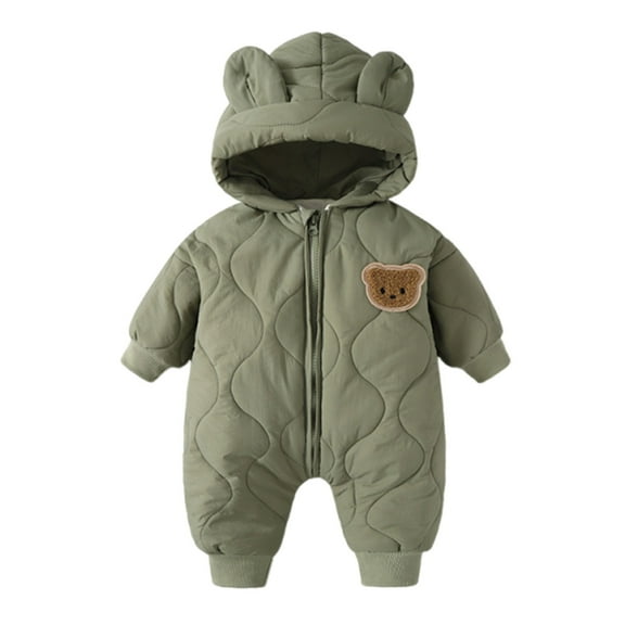 Kogui Baby Snowsuit Outfit Baby Winter Snowsuit Coat Romper Outwear Hooded Footie Toddler Size 6 12 Months (Green,6-12 Months)