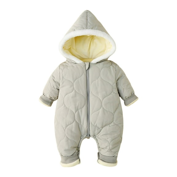 Kogui Baby Snowsuit Outfit Baby Boys Girls Winter Snowsuit Romper Hoodied Footie Outwear Toddler Jumpsuit Down Coat Jacket Size 12 18 Months (Grey,12-18 Months)