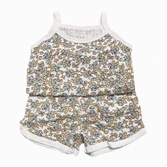 Kogui Baby Summer Clothes Toddler Baby Girl Summer Clothes Ruffle Ribbed Knit Short Sleeves T-Shirt Tee Tops + Shorts Cute Outfits Set 3 6 9 12 18 24 Months 2T 3T 4T (Orange,2-3 Years)