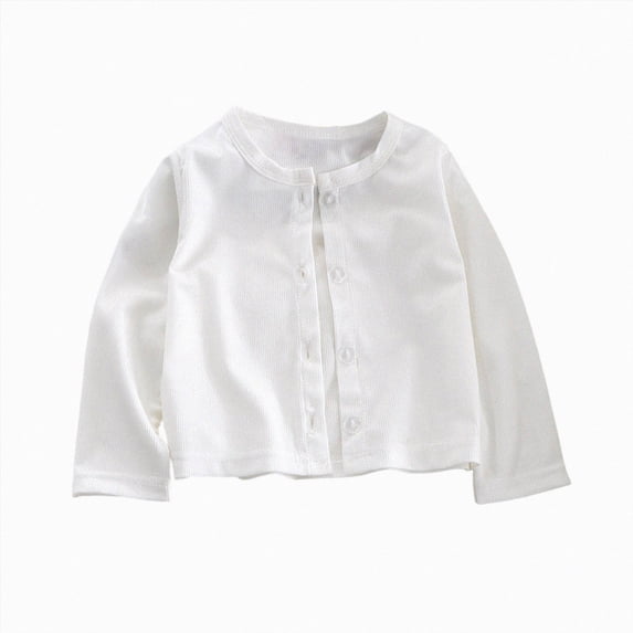 Kogui Baby Sweater Girls Cardigan Sweater School Uniforms Button Long Sleeve Knit Tops 2T 3T (White,2-3 Years)