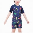 thumbnail image 1 of Kogui Baby Swimsuit Boy One Piece Boys One Piece Swimsuit Toddler Boy Swimwear Zipper Rash Guard Bathing Suit Kids Swimsuit Set UPF 50+ 5t 6t (Dark Blue,5-6 Years), 1 of 5