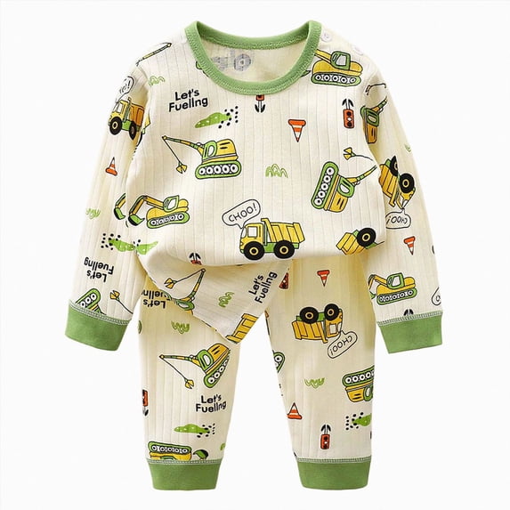 Kogui Baby Toddler Pajama Set, 2 Piece Long Sleeve Cotton Sleepwear, Soft Cute Print PJs for Infant and Little Kids 4T 5T (Green,4-5 Years)