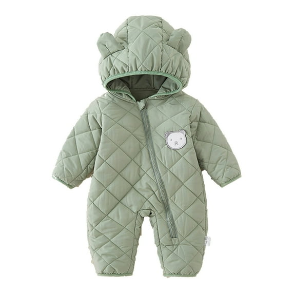 Kogui Baby Winter Snowsuit Hooded Cute Baby Boys Snowsuit New Born Baby Girls Winter Coat Toddler Clothes 0 3 Months (Green,0-3 Months)