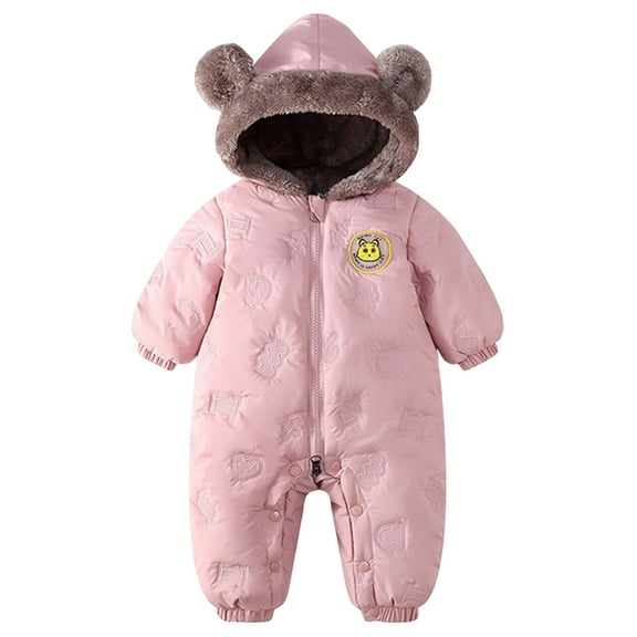 Kogui Baby Winter Snowsuit Hooded Winter Snowsuit Baby Boys Girls Outfit Warm Jumpsuit Outwear Romper Coat Clothes 18 24 Months (Pink,18-24 Months)