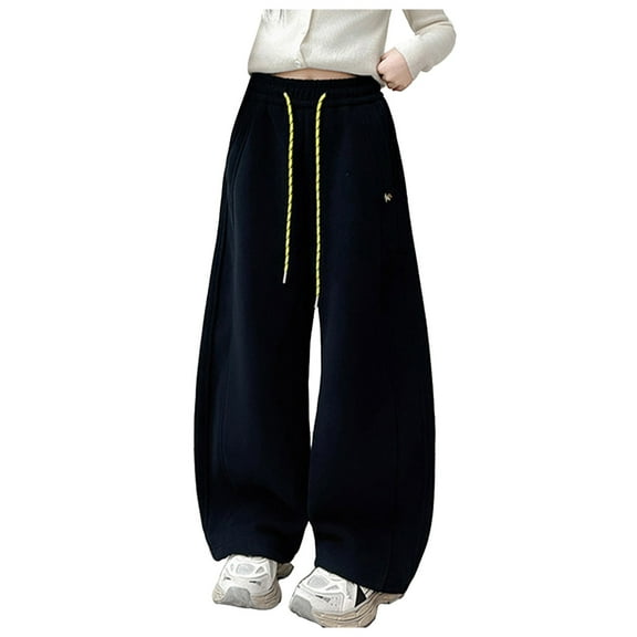 Kogui Baggy Sweatpants for Teen Girls Kids Girls Pants Girls Baggy Wide Leg Casual Sweatpants Trousers Size 8-9 (Navy,8-9 Years)