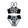 thumbnail image 1 of Kogui Bathing Suit Girls Tankini Swimsuits for Girls 2 Piece Sport Prints High Waist Bikini Set Swimwear Girls Bathing Suit Size 7-8 (Black,7-8 Years), 1 of 8