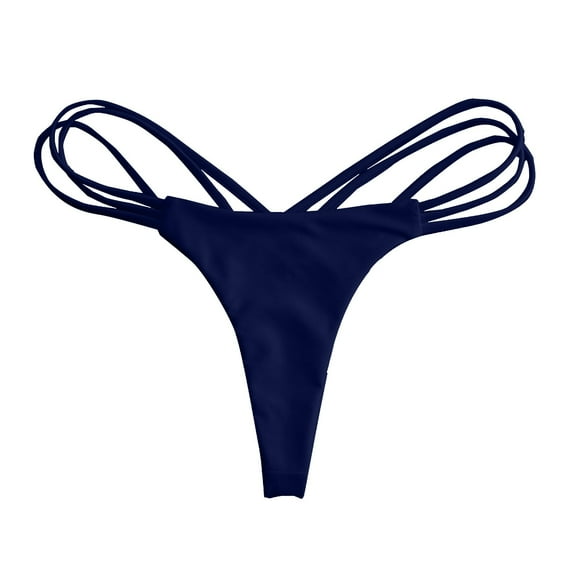 Kogui Bikini Bottoms for Women String Bathing Suit Bottom with Moderate Coverage Low Waist Swim Bottom (Navy,L)