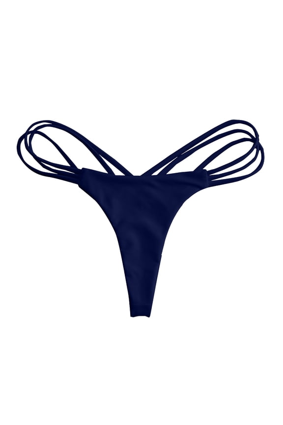 Bikini Bottoms for Women String Bathing Suit Bottom with Moderate Coverage Low Waist Swim Bottom (Navy,S)
