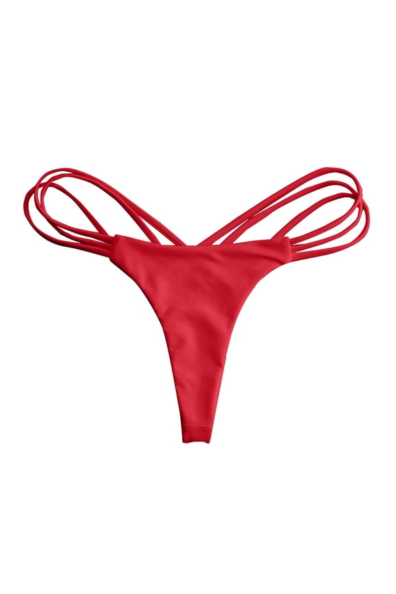 Bikini Bottoms for Women String Bathing Suit Bottom with Moderate Coverage Low Waist Swim Bottom (RD1,L)