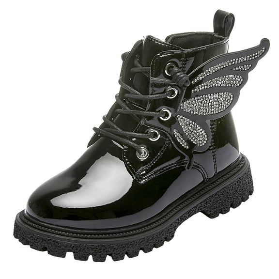 Kogui Boots Girls Boys Girls Combat Ankle Boots Cowboy Cowgirl Western Embroidered Side Zipper Booties Toddler/Little Kid/Big Kid Size 15 (Black,Big Kids 15)