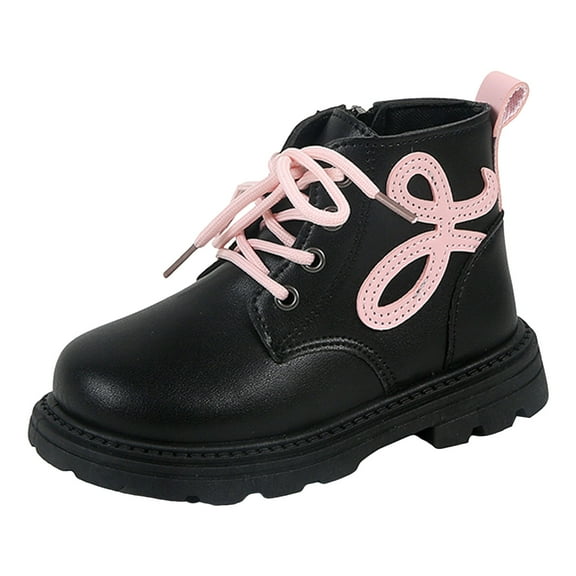 Kogui Boots for Girls Girls Boys Boots Kids Winter Ankle Lined Shoes Kid's Low Boot for Toddler/Little Kid/Big Kid Size 13 (Black,Little Kids 13)