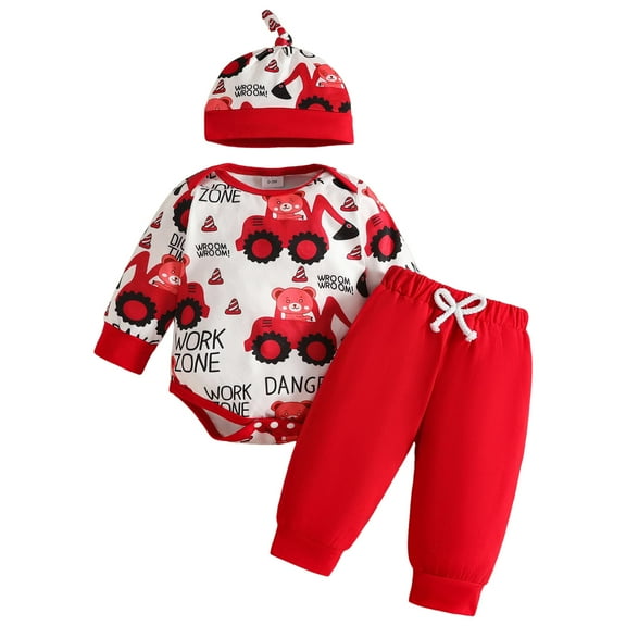 Kogui Boy Baby Clothes Newborn Baby Boy Clothes Plaid Letter Print Long Sleeve Hoodies   Long Pants Fall Winter Outfits Set 0 3 6 9 12 18 24 Months 2T 3T (Red,0-3 Months)