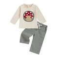 thumbnail image 1 of Kogui Boy Clothes Outfits Toddler Baby Outfit Long Sleeve Sweatshirt with Plaid Pants 2 Pcs Set Size 3T 4T (Beige,3-4 Years), 1 of 6