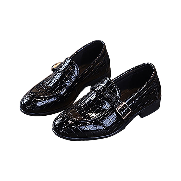 Kogui Boy Dress Shoes Boys Plain Leather Kids & Toddlers Lace Up Oxford Dress Shoes for Prom Graduation Size 8.5 (Black,Toddler 8.5)