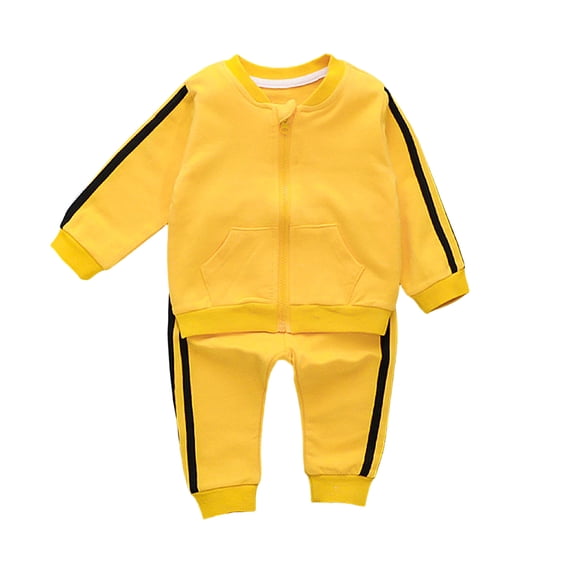 Kogui Boy Outfits Boy Clothes Two Piece Sweatshirt Fall Winter Pullover Top+Pants Outfit Set for Kids Size 5T 6T (Yellow,5-6 Years)