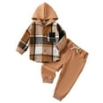 thumbnail image 1 of Kogui Boy Outfits Boys Matching Sets Pullover Hoodie and Jogger Warm Set for Boys 2 Piece Bundle Size 8-9 Years (Brown,8-9 Years), 1 of 7