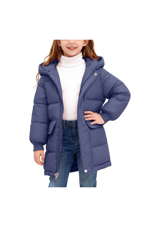 Boy Puffer Coat Baby Girls Boys Winter Warm Jacket Hooded Snowsuit Windproof Coat Outerwear Soft Hoodies 2T 3T (Blue,2-3 Years)