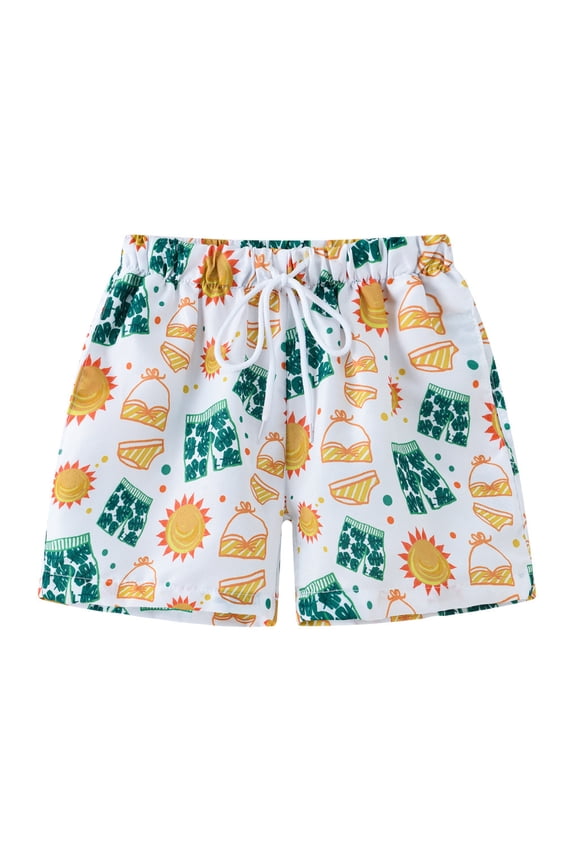 Boy Swimsuit Boys Swim Trunks Toddler Broad Swim Shorts Quick Dry Kids Swim Bathing Suit Boys Swim 3T 4T (White,3-4 Years)