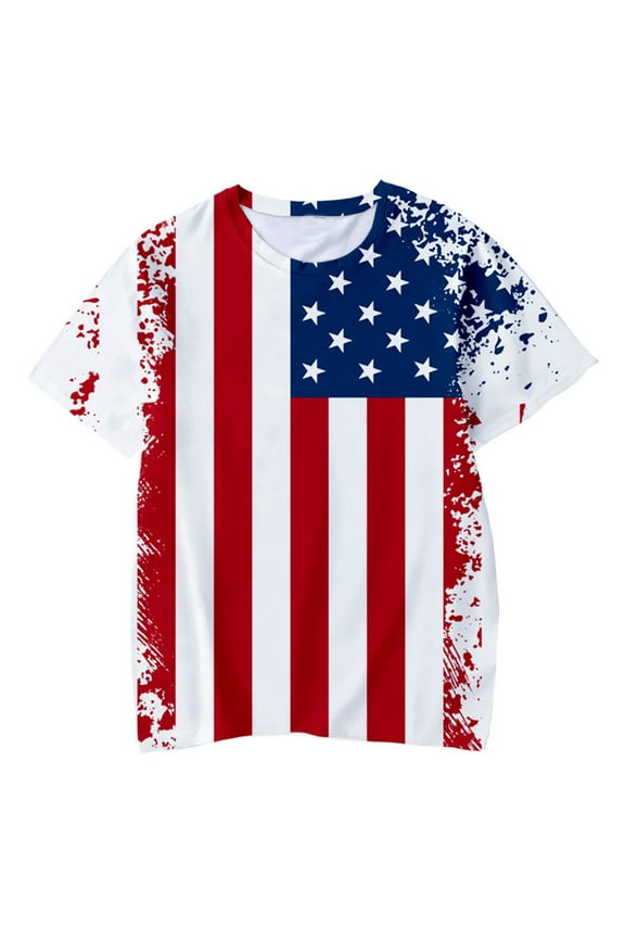Boys American Flag Shirt 4th of July Shirt for Kids Boys USA Flag Shirt Toddler Boys Patriotic Shirt Baby Top T-Shirt (Red,2-3 Years)