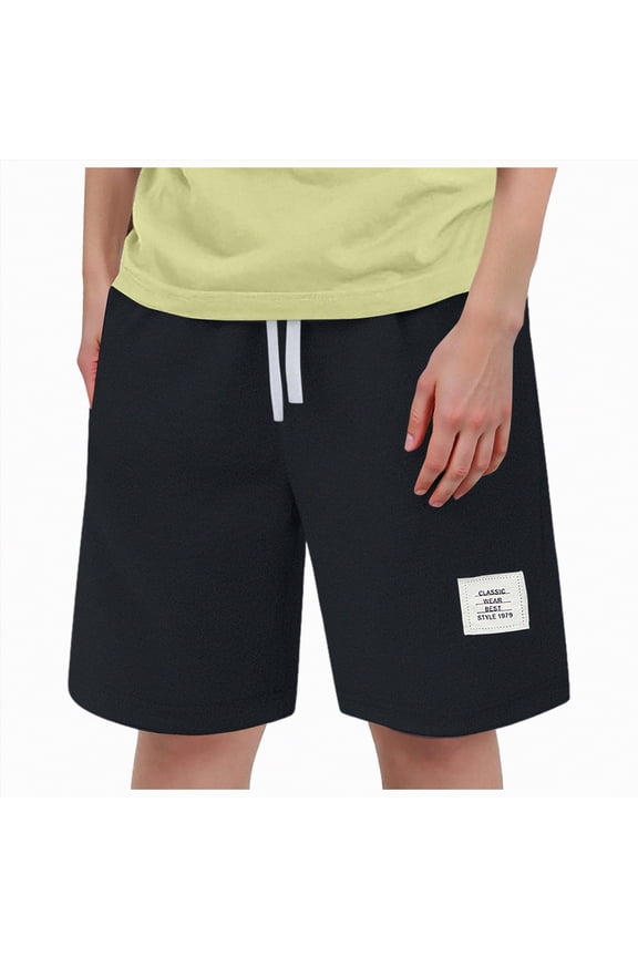 Boys Baggy Cargo Shorts Little Boys Athletic Shorts with Drawstring Elastic Waistband Size 7-8 (Black,7-8 Years)