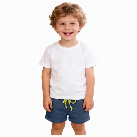 Kogui Boys Casual Shorts Toddler Boy Shorts Boys Cotton Shorts Soft Casual Elastic Waist with Pockets Drawstring Kids Summer Clothes 4t 5t (Navy,4-5 Years)