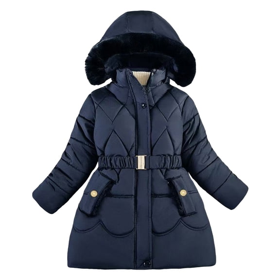 Kogui Boys Coats Girls Winter Long Sleeve Zip Puffer Jacket Kids Baggy Short Down Coats 5T 6T (Navy,5-6 Years)