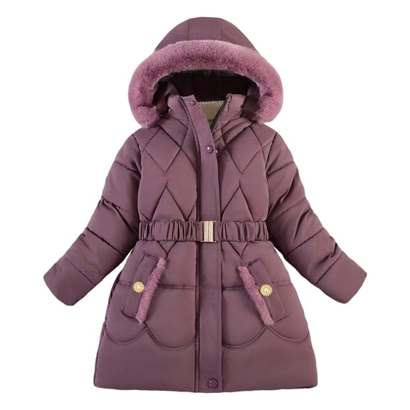 Kogui Boys Coats with Hood Girls' Heavyweight Hooded Puffer Jacket with Cozy Headband Winter Coat Size 7-8 (Purple,7-8 Years)