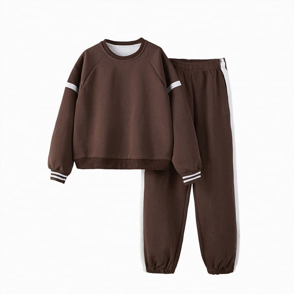 Kogui Boys Fall Outfits Boys' Fashion Long Sleeve Shirts Sweatshirt Tops and Jogger Pants Fall Winter Outfits Size 11-12 (Coffee,11-12 Years)