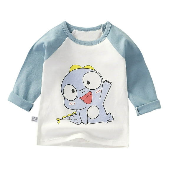 Kogui Boys Fall Shirts Fall Tops Toddler Kids Baby Boys Girls Fall Cartoon Long Sleeve Crewneck T Shirts Tops Tee Clothes for Toddler Tops Boys Size 3T 4T (Sky Blue,3-4 Years)