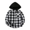 thumbnail image 1 of Kogui Boys Flannel Long Sleeve Fashion Flannel Shirt Jackets Plaid Long Sleeve Lapel Button Down Shacket Fall Winter Coat Outwear Casual Size 5T 6T (Black,5-6 Years), 1 of 9