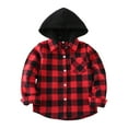 thumbnail image 1 of Kogui Boys Flannel Shirt Toddler Kids Boys Girls Flannel Hooded Plaid Shirt Button Baby Clothes Size 7-8 (Red,7-8 Years), 1 of 8