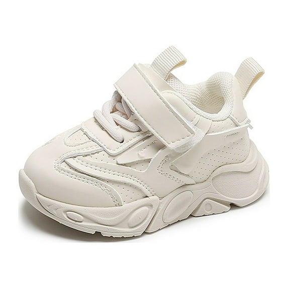 Kogui Boys Girls Sneakers Kids Lightweight Breathable Strap Athletic Running Shoes (White,10.5)