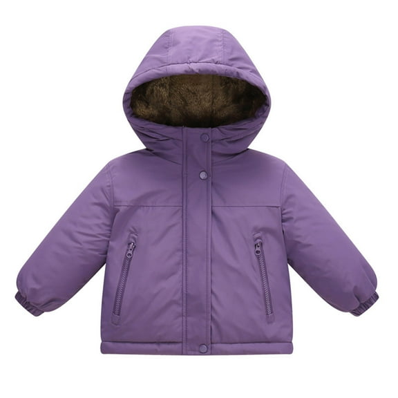 Kogui Boys Hooded Coat Toddler Baby Boys Down Jacket Winter Hooded Warm Padded Thick Outerwear Clothes Outdoor Snowsuit Coat 2T 3T (Purple,2-3 Years)
