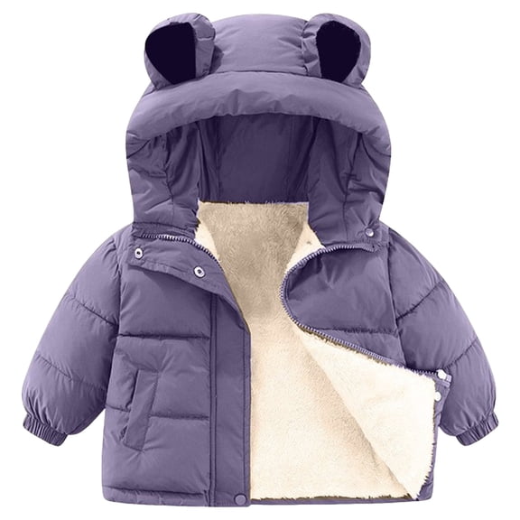 Kogui Boys Jackets Boy's Warm Winter Coat Waterproof Thicken Puffer Jacket with Hood Size 7-8 (Purple,7-8 Years)