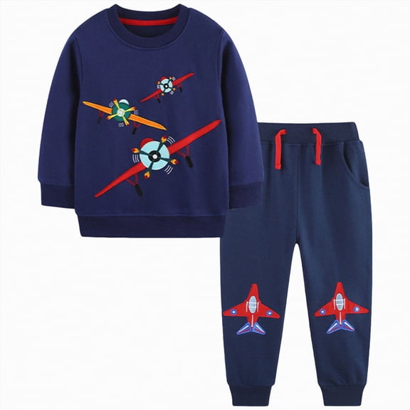 Kogui Boys Jogger Set Boys Hooded Sweatshirt and Pants Set for Toddlers and Little Kids 5T 6T (Dark Blue,5-6 Years)