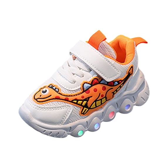 Kogui Boys Light Up Shoes Toddler/Little Kid Wide Shoes | Minimalist Sneakers for BoysSize 9 (Orange,Toddler 9)