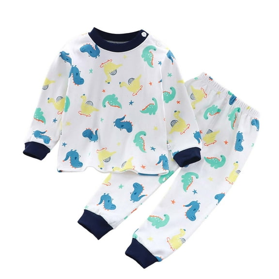 Kogui Boys Long Sleeve Pajama Set Boys and Toddlers' Snug-Fit Cotton Pajamas Size 18 24 Months (White,18-24 Months)