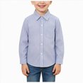 thumbnail image 1 of Kogui Boys Long Sleeve Striped Button Down Shirts School Uniform Tops Soft Casual Collar Dress Shirts for Kids Formal Party School Daily Wear Size 13-14 (Blue,13-14 Years), 1 of 5