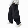 thumbnail image 1 of Kogui Boys Pants Joggers Boys Cargo Pants, Multi-pocket Relaxed Fit Casual Elastic Waist Pants Size 9-10 (Black,9-10 Years), 1 of 5
