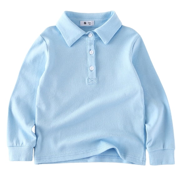 Kogui Boys Polo Shirt Girls School Uniform Long Sleeve Polo Shirt Kids Golf Pique Polo Shirts Size 5T 6T (Sky Blue,5-6 Years)