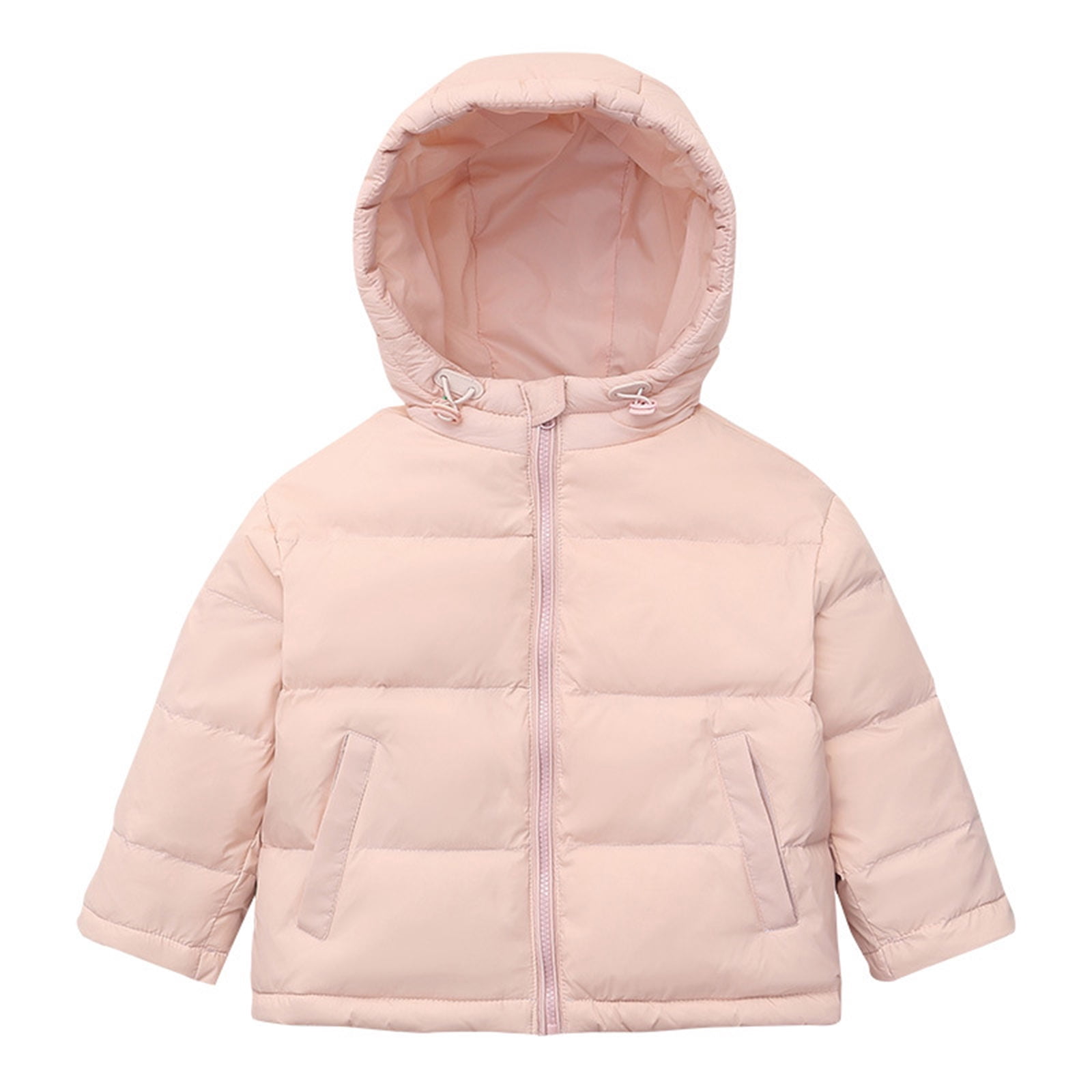Kogui Boys Puffer Jacket with Hood Lightweight Heart Quilted Puffer Jacket for Girls & Kids Zip Up Hooded Coat with Kangaroo Pocket Size 6-7 (Light Pink,6-7 Years)
