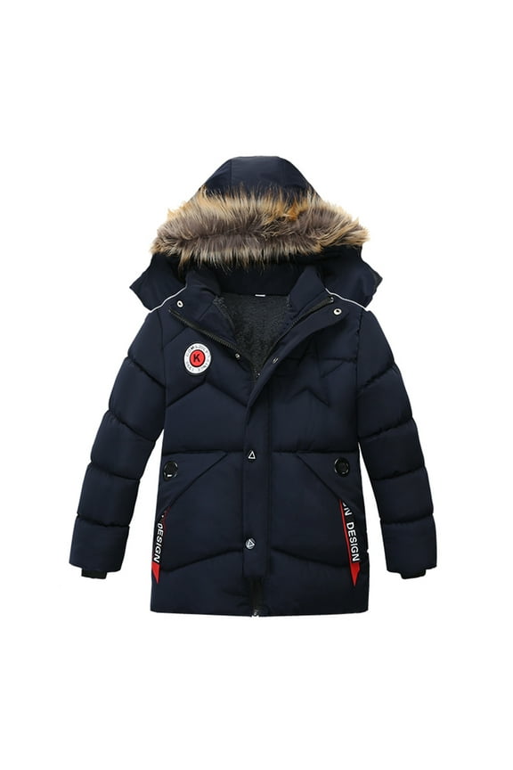 Boys Puffer Jacket Lightweight Toddler Winter Coats Hooded Fleece Jacket Thickened Jacket for Baby Girls Boys Size 4T (Blue,4 Years)