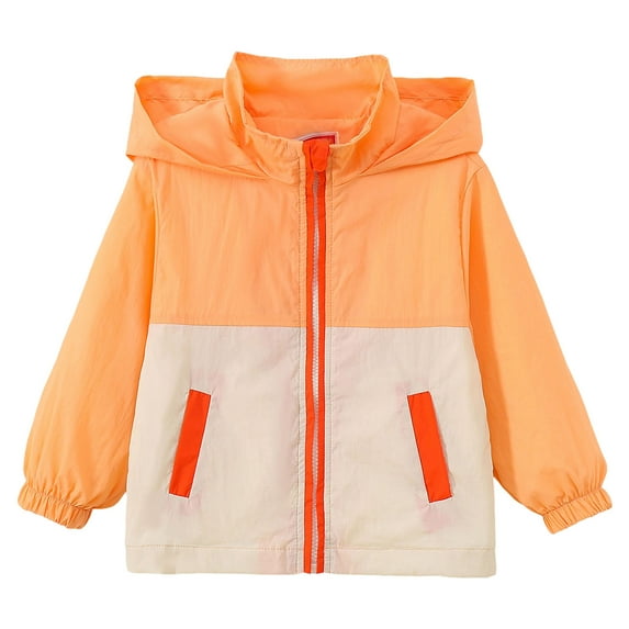 Kogui Boys Rain Jacket Kids Rain Jackets Waterproof with Hood Lightweight Rain Coats for Girls Boys Size 5T 6T (Orange,5-6 Years)