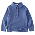 thumbnail image 1 of Kogui Boys School Uniform Shirts Girls Long Sleeve Peter Pan Collar Polo Shirt Size 5T 6T (Dark Blue,5-6 Years), 1 of 4