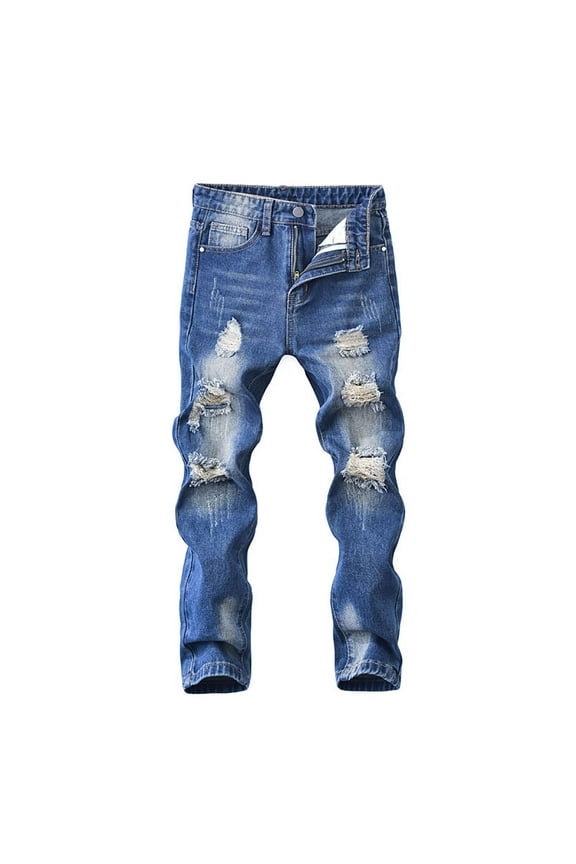 Boys Slim Fit Jeans Boy's Casual Skinny Jeans Slim Fit Zipper Pants 5T 6T (Blue,5-6 Years)