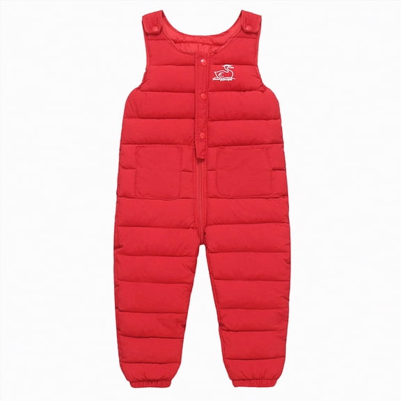 Kogui Boys Snow Bib Pants Baby Toddlers Snow Bib Thick Overalls Winter Warm Pants Kids Insulated Trousers Skiing Pants Overalls Jumpsuit 6 12 Months (Red,6-12 Months)
