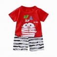 thumbnail image 1 of Kogui Boys Summer Pajamas Shorts Set Baby-Boys 2 Piece Snug Fit Footless Cotton Pajamas 5T 6T (Red,5-6 Years), 1 of 4